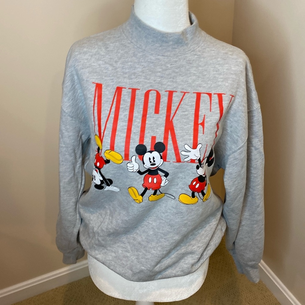 Disney Mickey Mouse Mock Neck Sweatshirt in Grey
